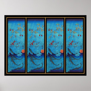 Poster Cartaz Tubarões Vintage Kuniyoshi 1797-1861, Utaga