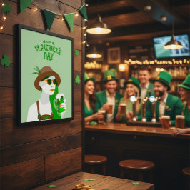 Pôster Cartaz Verde Moderno Dia de São Patrício Feliz