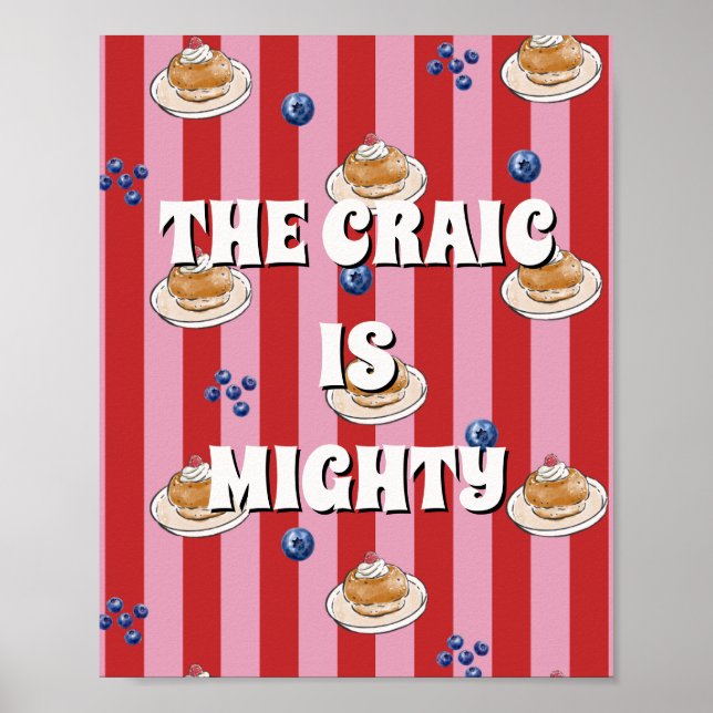 Poster Cartaz Vermelho e Rosa irlandês O craic é poderoso (Frente)
