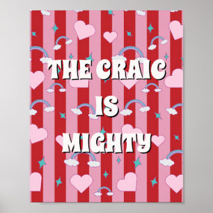Poster Cartaz Vermelho e Rosa irlandês The craic is might