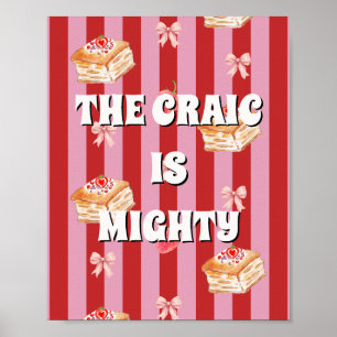 Poster Cartaz Vermelho e Rosa irlandês The craic is might