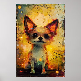 Poster Cartaz Vertical Caprichoso de Filhote de Papillion