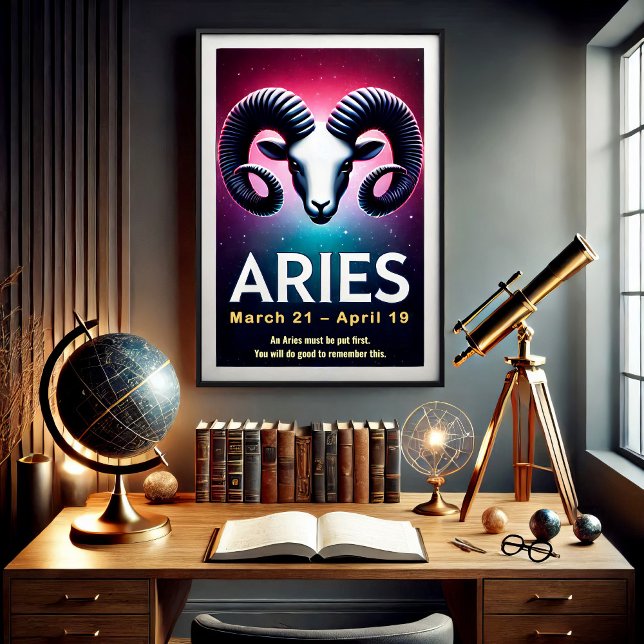 Poster Cartaz Vibrante do Signo de Áries (Criador carregado)