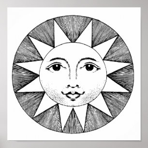 POSTER CARTAZ VINTAGE 11X11 ROSTO SOLAR