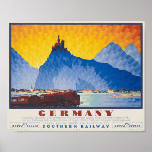 Poster Cartaz Vintage Alemanha pela Southern Railway 1935