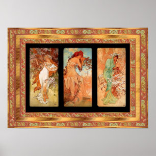Pôster Cartaz Vintage Alphonse Mucha Painel Art Nouveau