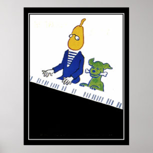 Poster Cartaz Vintage Art Déco de Pianista e Cachorro