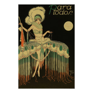 Pôster Cartaz Vintage Art Déco de Showgirl – Cabaré dos A