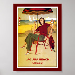 Poster Cartaz vintage da Califórnia, Laguna Beach,