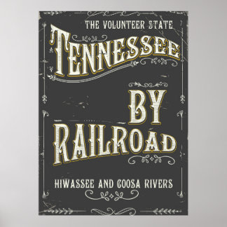 Poster Cartaz vintage da ferrovia do Tennessee EUA