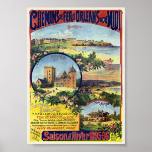 Poster Cartaz Vintage da França Temporada de Inverno 1895