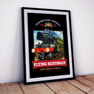 Poster Cartaz Vintage da Locomotiva a Vapor Flying Scotsm
