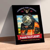 Cartaz Vintage da Locomotiva a Vapor SP GS-4 em Lu