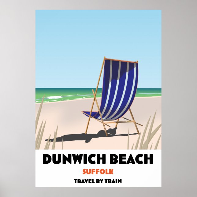 Poster Cartaz vintage da praia de Dunwch Suffolk (Frente)