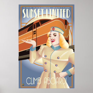 Poster Cartaz vintage da Sunset Limited Railway