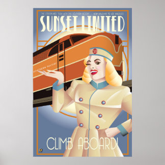 Poster Cartaz vintage da Sunset Limited Railway