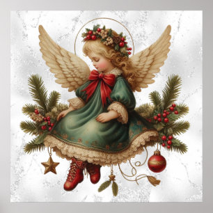 Poster Cartaz Vintage de Anjo de Natal