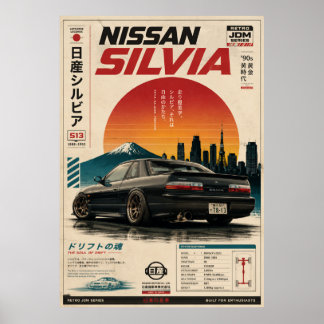 Poster Cartaz Vintage de Carro Esportivo Japonês | Monte
