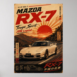 Poster Cartaz Vintage de Carro Esportivo Japonês | Monte