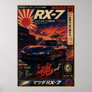Poster Cartaz Vintage de Carro Esportivo Japonês | Monte
