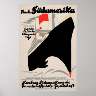 Poster Cartaz Vintage de Cruzeiro na América do Sul Hambu