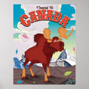 Poster Cartaz vintage de desenho animado para viajar para