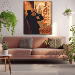 Poster Cartaz Vintage de Jazz em Nova York