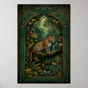Poster Cartaz Vintage de Leopardo Tropical