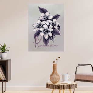 Poster Cartaz Vintage de Plumeria de Maui