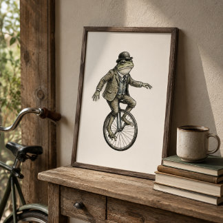 Poster Cartaz Vintage de Sapo Caprichoso em Uniciclo