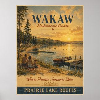 Poster Cartaz Vintage de Verão da Pradaria de Wakaw Saska