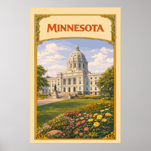Poster Cartaz Vintage do Capitólio Estadual de Minnesota