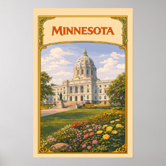 Poster Cartaz Vintage do Capitólio Estadual de Minnesota