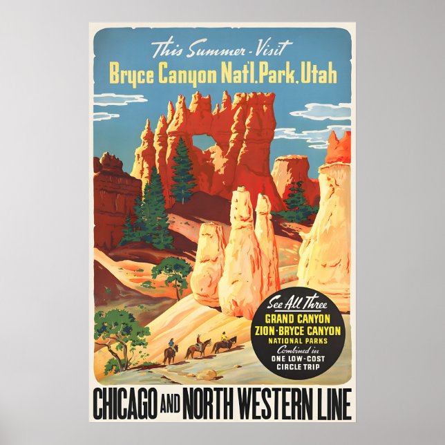 Poster Cartaz Vintage do Parque Nacional Bryce Canyon (Frente)
