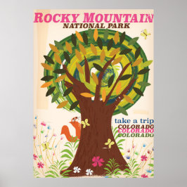 Poster cartaz vintage do parque nacional montanhas rochos
