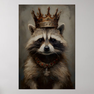 Poster Cartaz Vintage do Rei Guaxinim Gótico, Cartaz de A