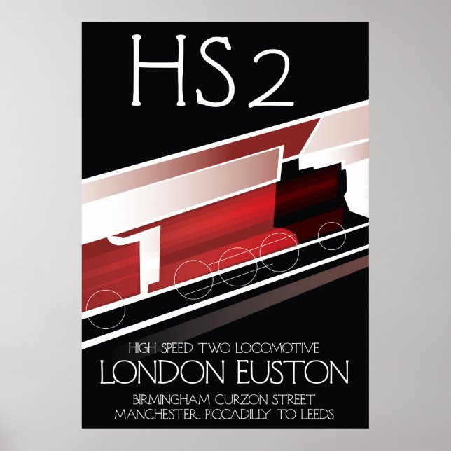 Poster Cartaz vintage do trem HS2, (Frente)