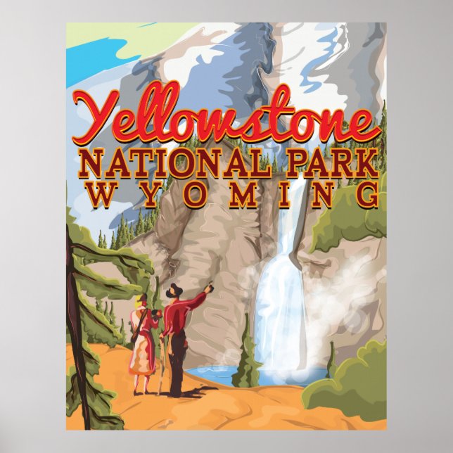 Poster Cartaz vintage do Yellowstone (Frente)