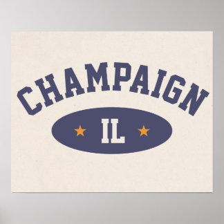 Poster Cartaz Vintage em estilo atlético de Champaign, Il