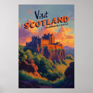 Poster Cartaz Vintage Escócia Castelo de Edimburgo
