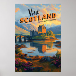 Poster Cartaz Vintage Escócia Castelo Eilean Donan