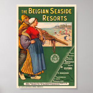Poster Cartaz Vintage Estâncias Balneares Belgas 1910