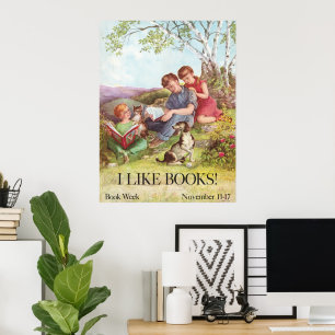 Poster Cartaz Vintage Eu Gosto de Livros por Kate Seredy