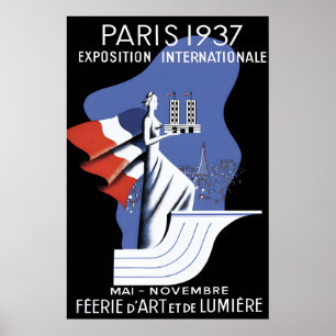 Poster Cartaz Vintage Francês da Feira Mundial de Paris 1