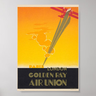 Poster Cartaz Vintage Golden Ray Air Union França 1927
