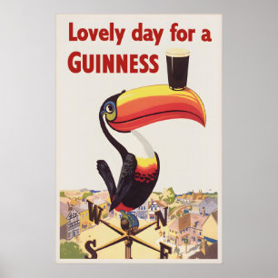 Poster Cartaz Vintage Guinness Toucan Impressão, Cerveja 
