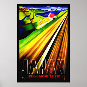 Pôster Cartaz Vintage Japão Ferrovia Japonesa