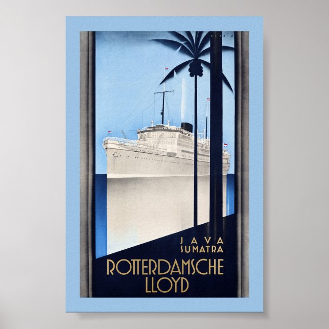 Poster Cartaz Vintage Java Sumatra Rotterdamsche Lloyd (Frente)