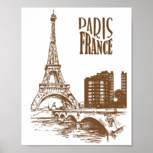 Poster Cartaz Vintage Paris França – Paisagem Urbana Euro