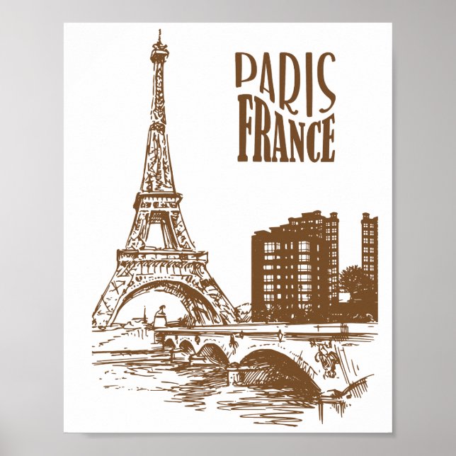 Poster Cartaz Vintage Paris França – Paisagem Urbana Euro (Frente)